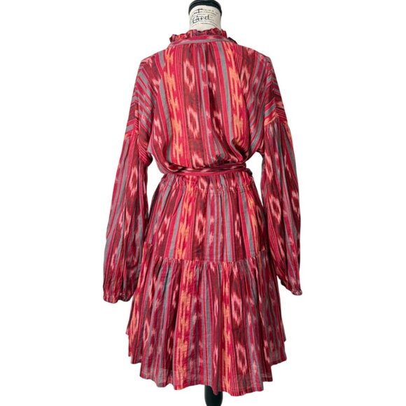 Lauren Ralph Lauren Black Label Dress Geo-Stripe Belted Cotton Voile Dress Sz 12 - Picture 4 of 9